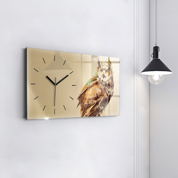 Horizontal wall clock Owl - a sign of wisdom