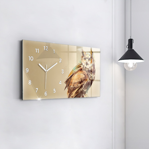 Horizontal wall clock Owl - a sign of wisdom