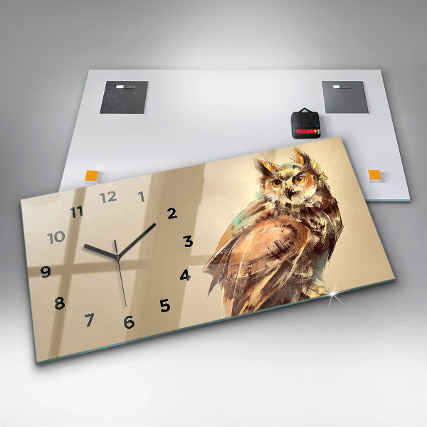 Horizontal wall clock Owl - a sign of wisdom