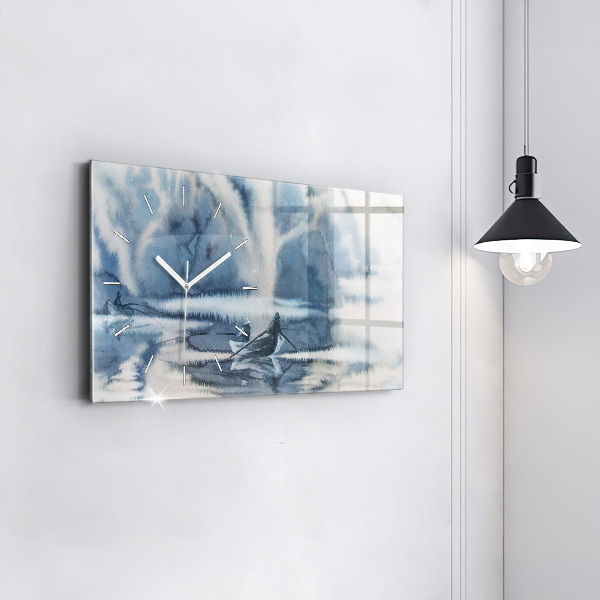 Horizontal wall clock Winter Lake Łódka