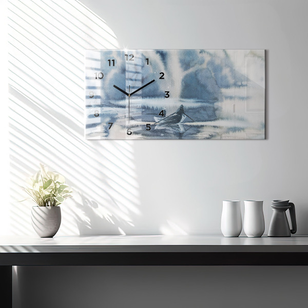 Horizontal wall clock Winter Lake Łódka