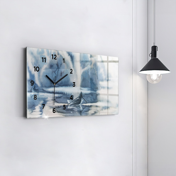 Horizontal wall clock Winter Lake Łódka