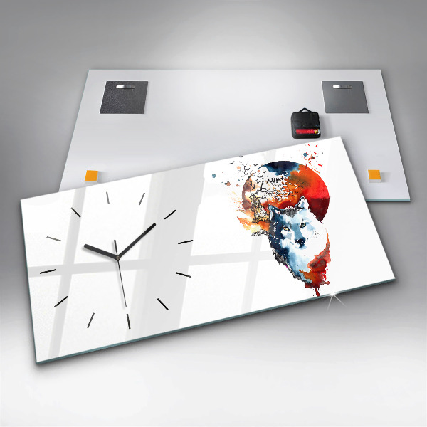 Horizontal wall clock Werewolf Full Moon and Luna
