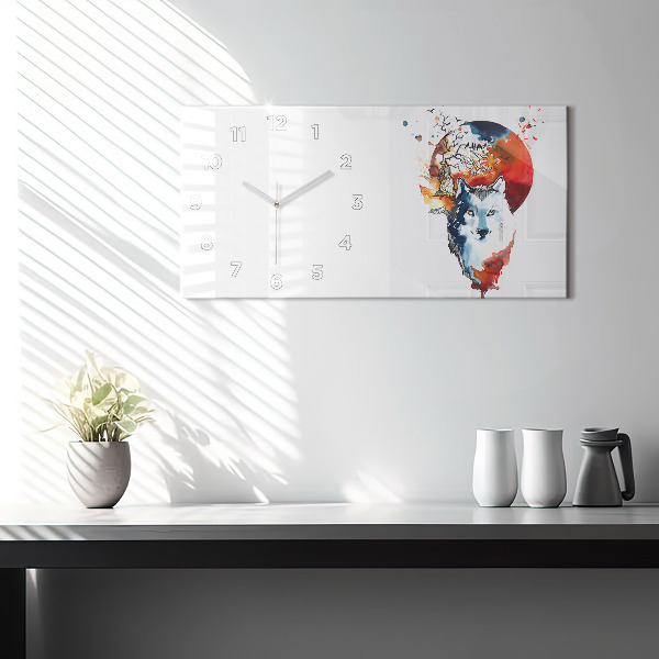 Horizontal wall clock Werewolf Full Moon and Luna