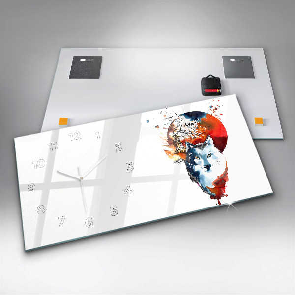 Horizontal wall clock Werewolf Full Moon and Luna