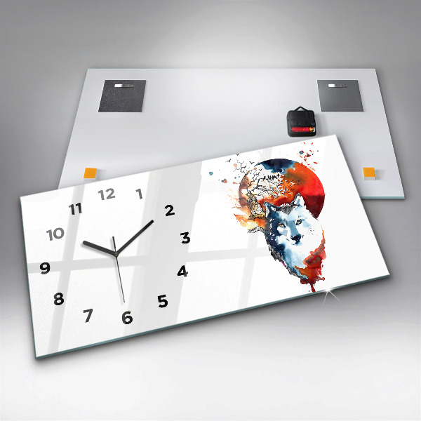 Horizontal wall clock Werewolf Full Moon and Luna