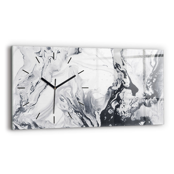 Horizontal wall clock Abstract Ink Marble