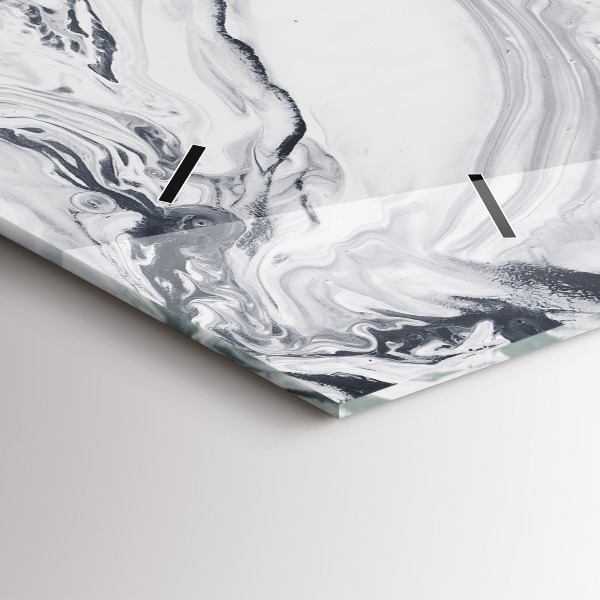 Horizontal wall clock Abstract Ink Marble