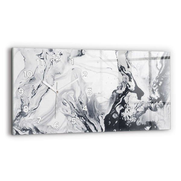 Horizontal wall clock Abstract Ink Marble