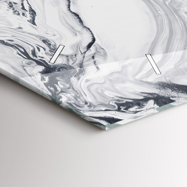 Horizontal wall clock Abstract Ink Marble