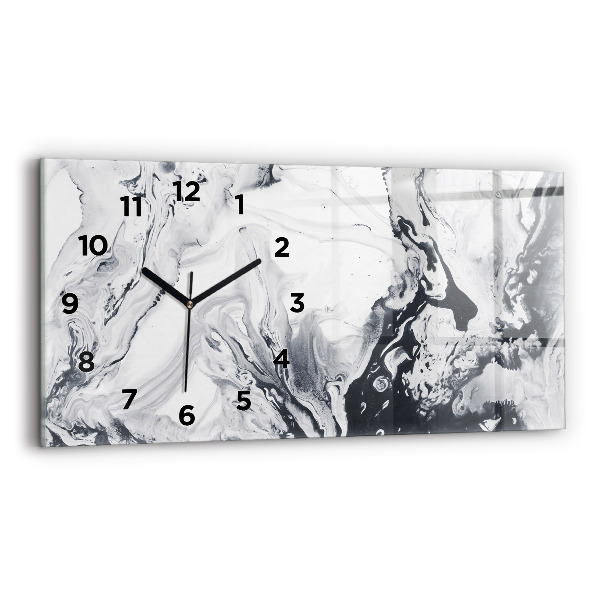 Horizontal wall clock Abstract Ink Marble