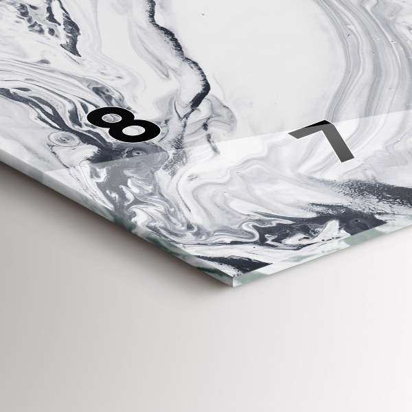 Horizontal wall clock Abstract Ink Marble