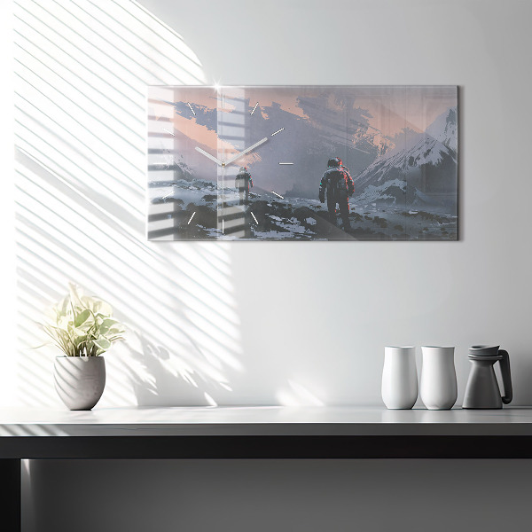 Horizontal wall clock Astronauts Milky Way