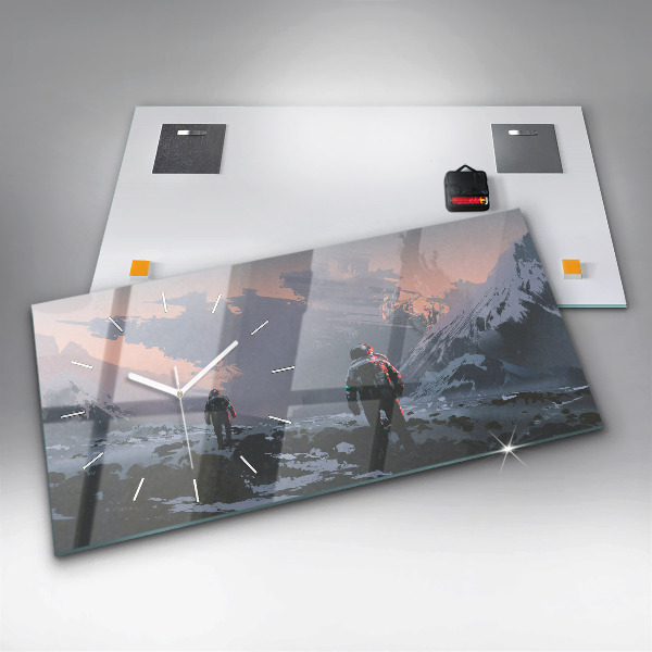 Horizontal wall clock Astronauts Milky Way