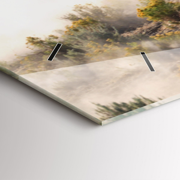 Horizontal wall clock A herd of rushing horses