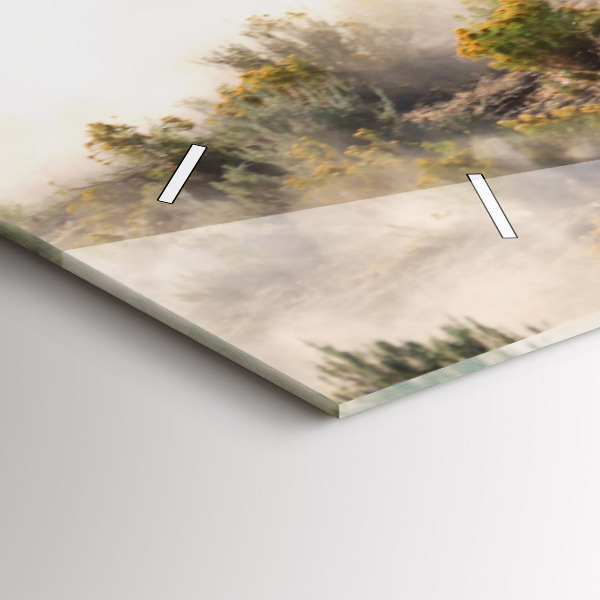 Horizontal wall clock A herd of rushing horses