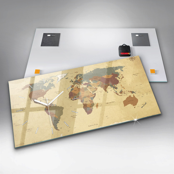 Horizontal wall clock Vintage World Map