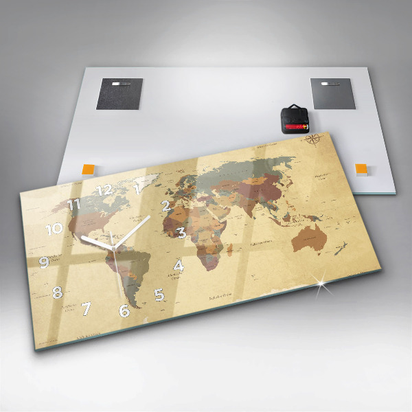 Horizontal wall clock Vintage World Map