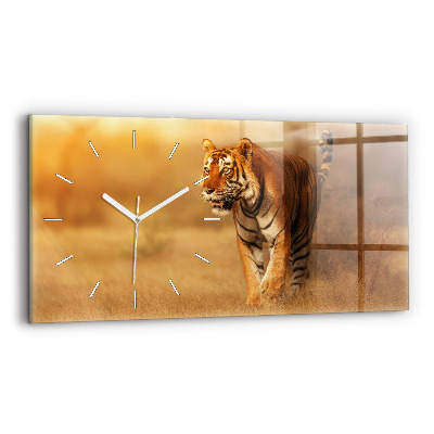 Horizontal wall clock Hunting Tiger