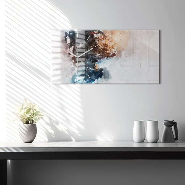 Horizontal wall clock The Past In The Back Of The Head