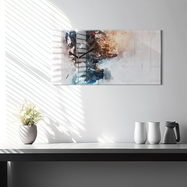 Horizontal wall clock The Past In The Back Of The Head