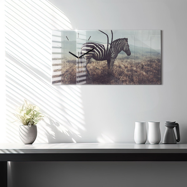 Horizontal wall clock Zebra – Abstraction