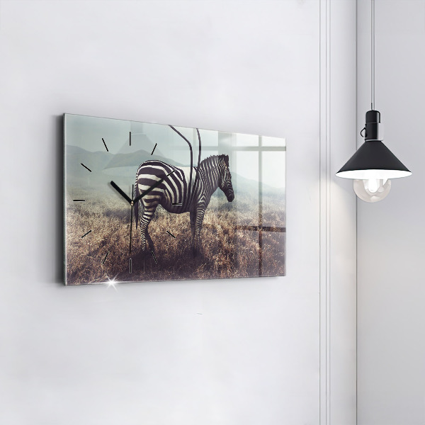 Horizontal wall clock Zebra – Abstraction