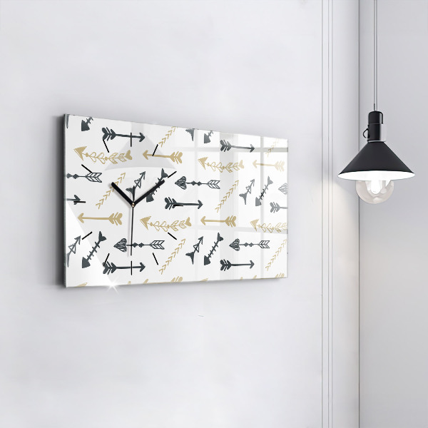 Horizontal wall clock Geometric hipster pattern