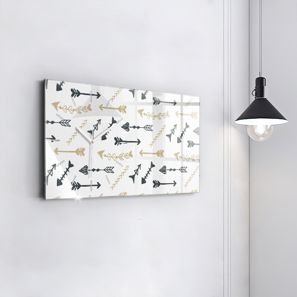 Horizontal wall clock Geometric hipster pattern