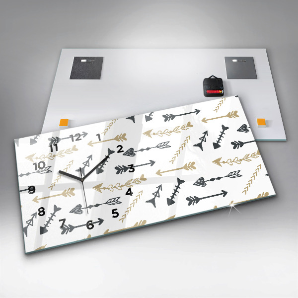 Horizontal wall clock Geometric hipster pattern