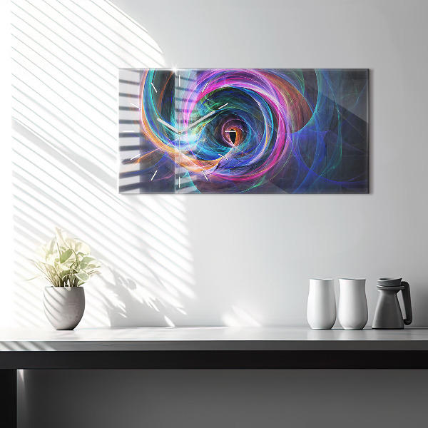 Horizontal wall clock Colorful Fractal