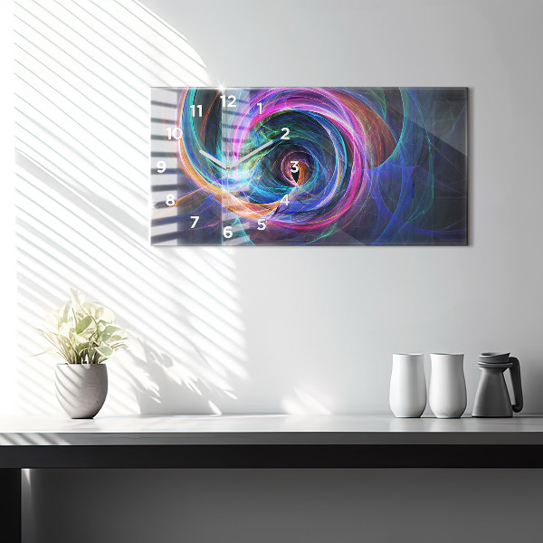 Horizontal wall clock Colorful Fractal