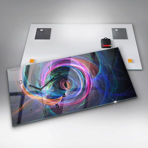 Horizontal wall clock Colorful Fractal