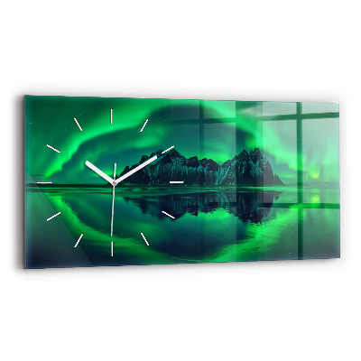 Horizontal wall clock Northern lights