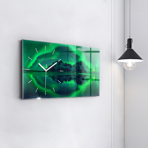 Horizontal wall clock Northern lights