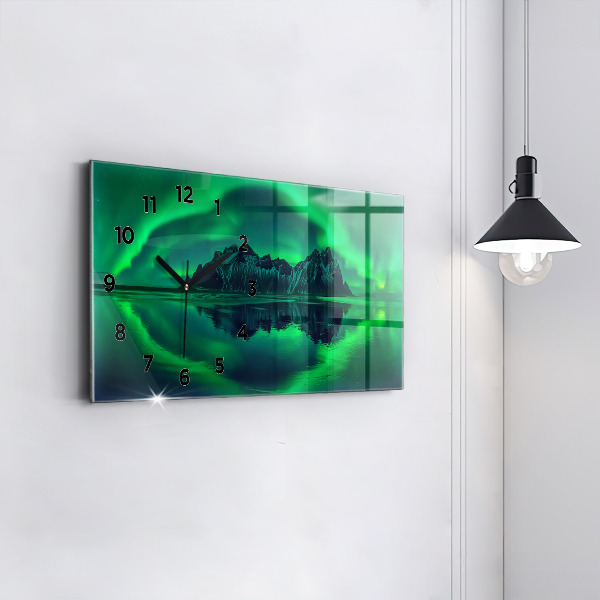 Horizontal wall clock Northern lights