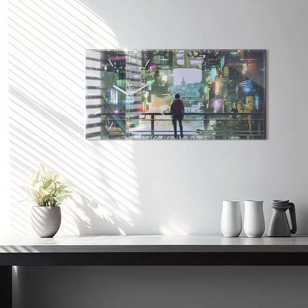Horizontal wall clock Cyberpunk