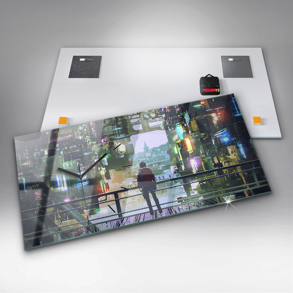 Horizontal wall clock Cyberpunk