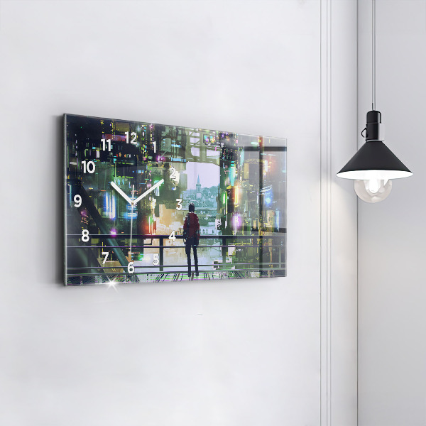 Horizontal wall clock Cyberpunk