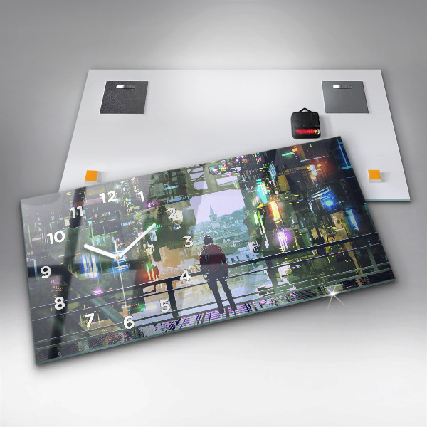 Horizontal wall clock Cyberpunk