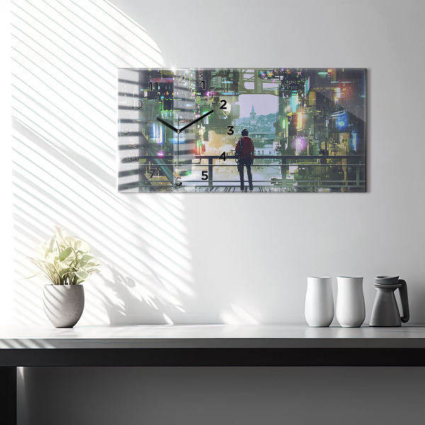 Horizontal wall clock Cyberpunk