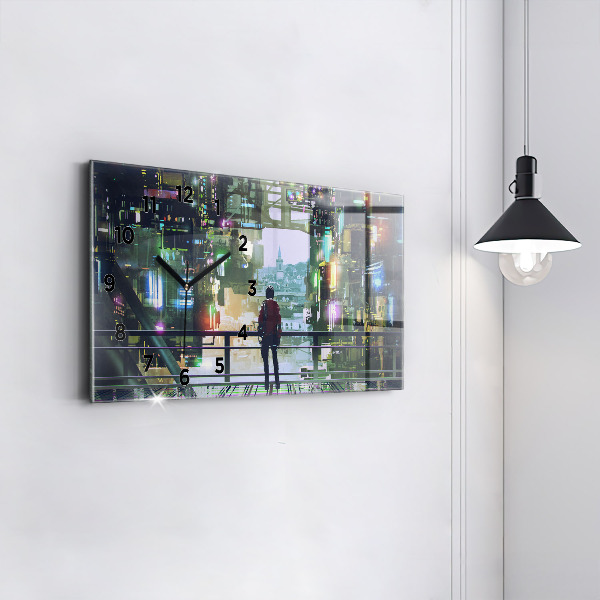 Horizontal wall clock Cyberpunk