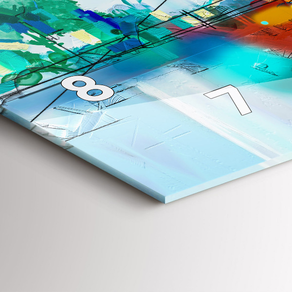 Horizontal wall clock Abstract oil landscape