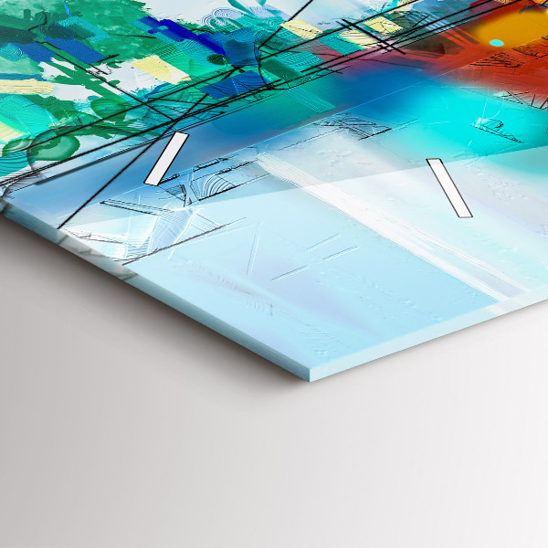 Horizontal wall clock Abstract oil landscape