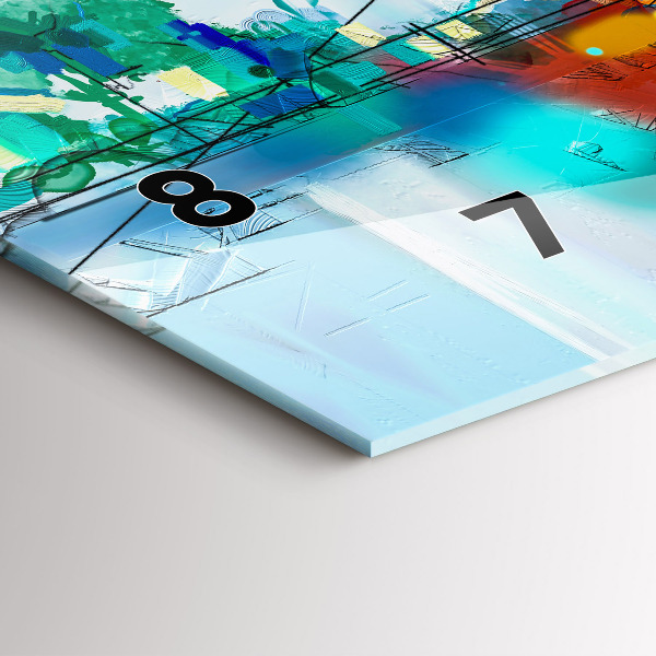 Horizontal wall clock Abstract oil landscape