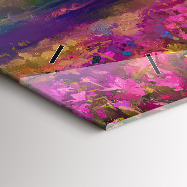 Horizontal wall clock Meadow in the sunset