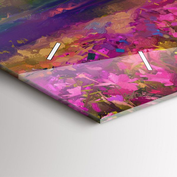 Horizontal wall clock Meadow in the sunset