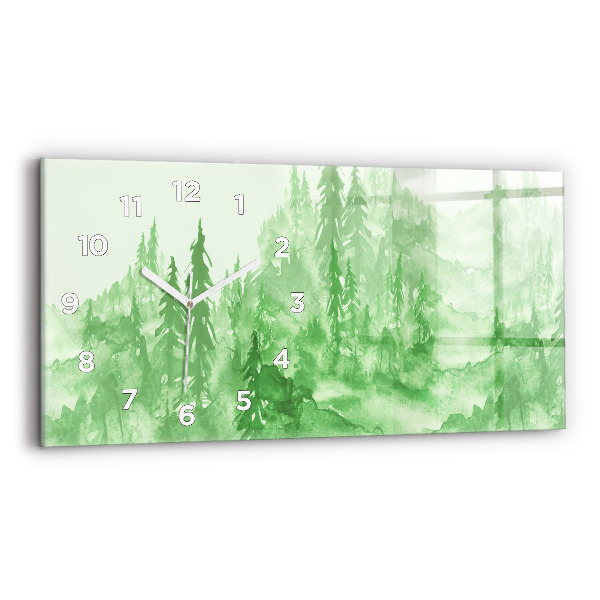 Horizontal wall clock Painting green forest