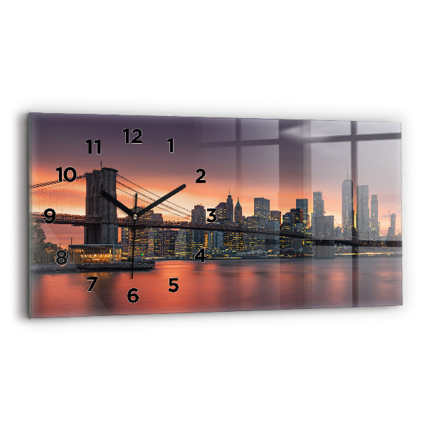 Horizontal wall clock New York East River