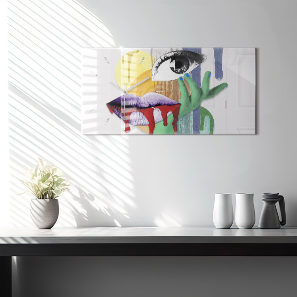 Horizontal wall clock Surrealist collage